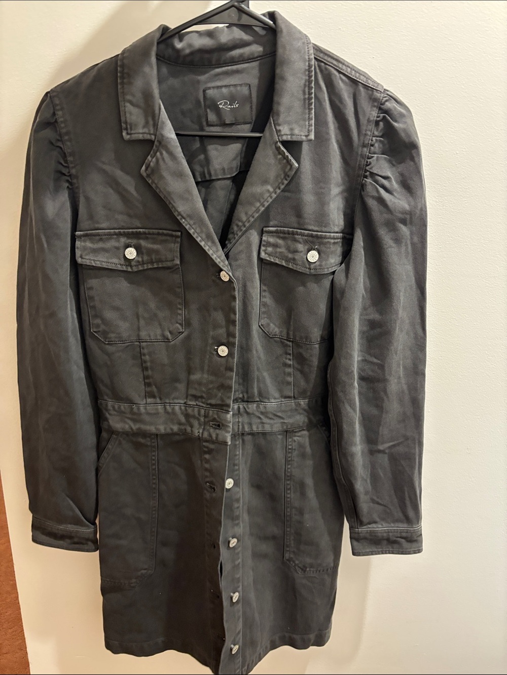 Rails Black Jacket Dress with Button Front